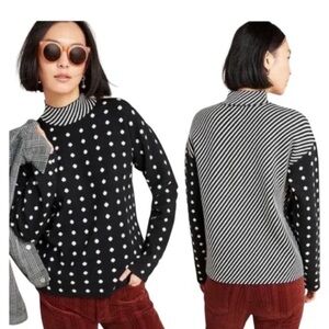 Anthropologie Mixed Print Sweater in Black & White Size XS